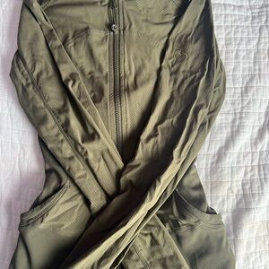 Olive Green Zip-Up Jacket